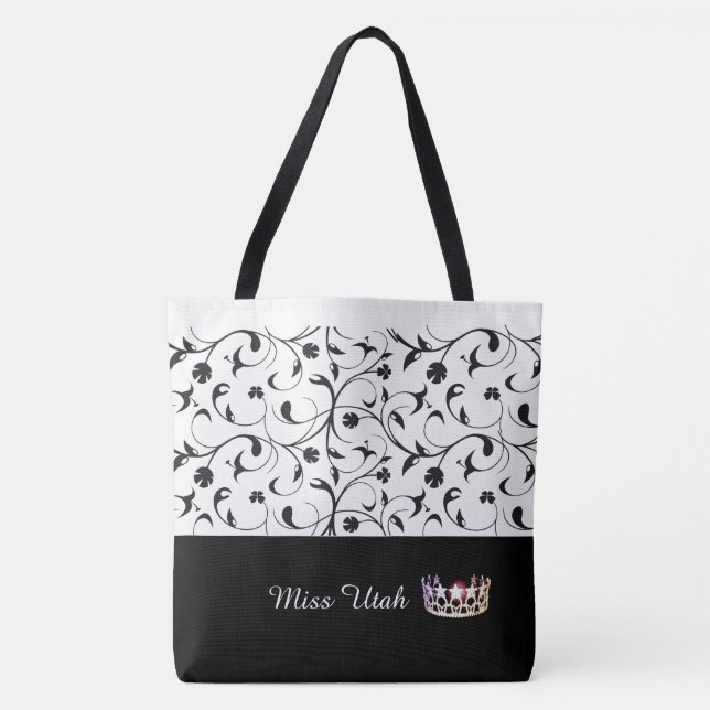 Miss USA Argent Couronne Sac fourre-tout BLK Scrol (Devant)