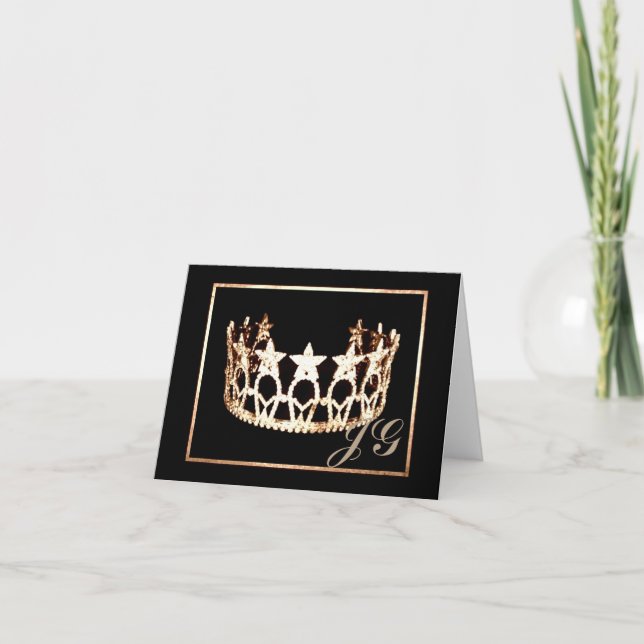 Miss USA Art Crown Custom Monogram Note Card (Vorderseite)