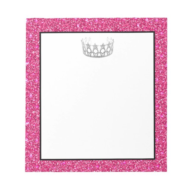 Miss USA Crown Pink Glitzer Notepad Notizblock (Vorderseite)
