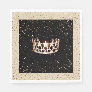 Miss USA Gold Crown Gold Stars Paper Napkin Serviette