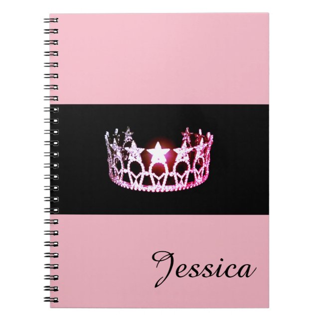 Miss USA Pink Crown Notebook - Individuelle Name Notizblock (Vorderseite)