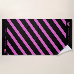 Miss USA Raspberry Stripe Pink Crown Beach Handtuc Strandtuch