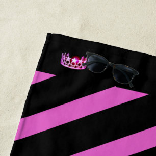 Miss USA Raspberry Stripe Pink Crown Beach Handtuc Strandtuch
