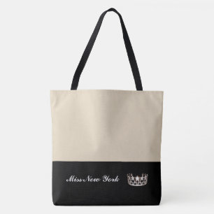 Miss USA Staat Silver Crown Tote Tasche Groß Beige
