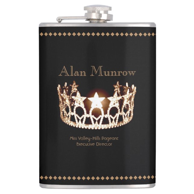Miss USA Stil Crown Flask Individuelle Name Flachmann (Vorderseite)