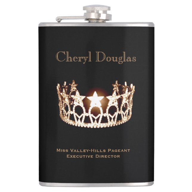 Miss USA Stil Crown Flask Individuelle Name Flachmann (Vorderseite)