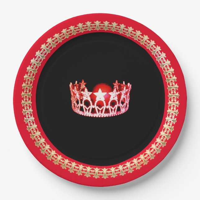 Miss USA Style Bright Red 9" Paper Teller (Vorderseite)