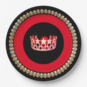 Miss USA style Red Coral 9" Paper Teller