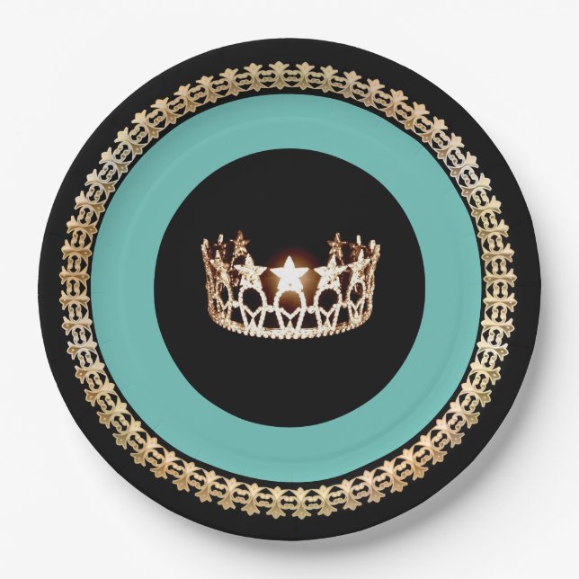 Miss USA style Turquoise Crown 9" Teller (Vorderseite)