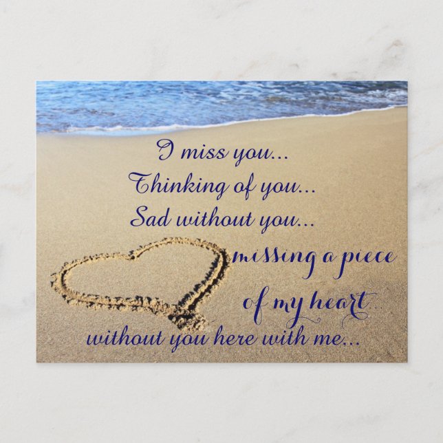 Miss Vermisst Sad Lonely Heart Broken Postkarte (Vorderseite)