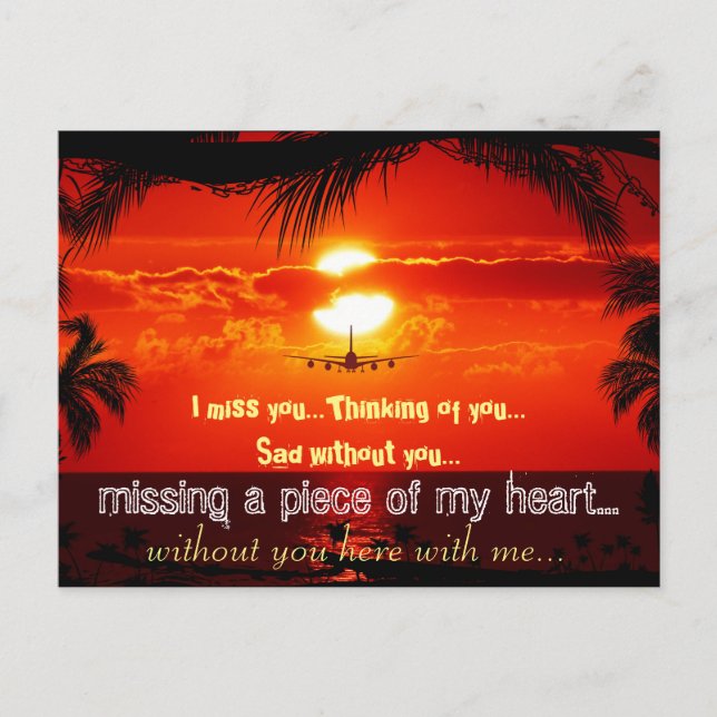 Miss Vermisst Sad Lonely Heart Broken Postkarte (Vorderseite)