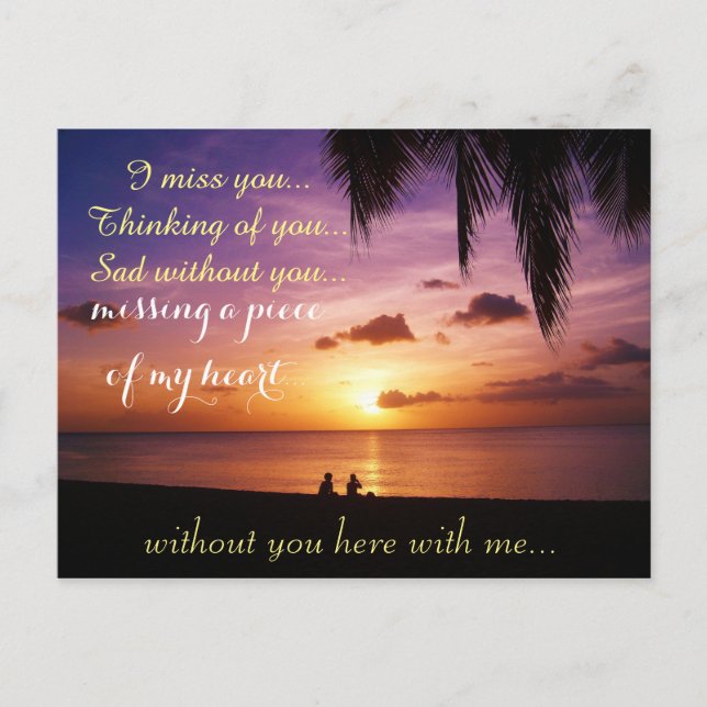 Miss Vermisst Sad Lonely Heart Broken Postkarte (Vorderseite)