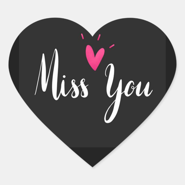 Miss You, beliebtes Design Herz-Aufkleber (Vorderseite)