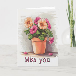 Miss You Blume farbenfroh Feiertagskarte