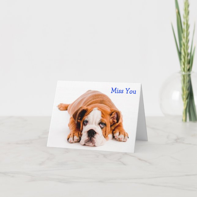 Miss You Bulldog Grußkarte - Verse Karte (Vorderseite)