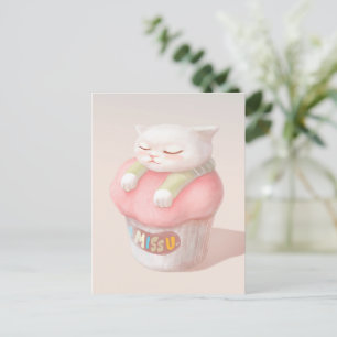 Miss You Cupcake Illustration Ankündigungspostkarte