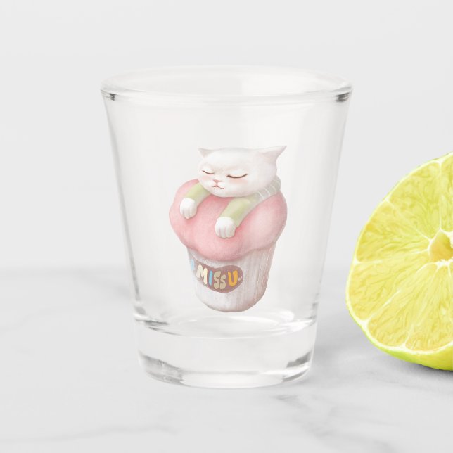 Miss You Cupcake Illustration Schnapsglas (Vorderseite)