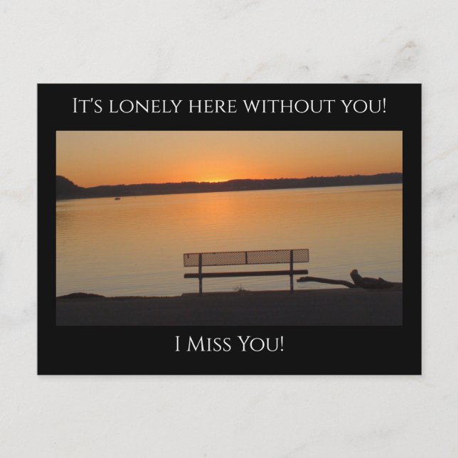 Miss You, es ist einsam hier Solo Bench am Fluss Postkarte (Vorderseite)