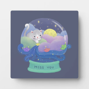 Miss You: Katzen- und Papierboote Fotoplatte