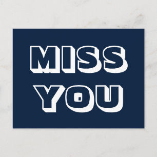 Miss You, marineblau blau, modern kühl Postkarte
