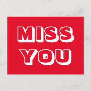 Miss You, rot-weiß, modern fett Postkarte