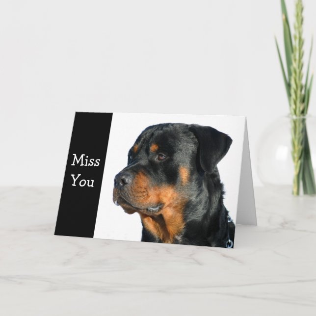Miss You Rottweiler Hund Grußkarte - Verse Karte (Vorderseite)