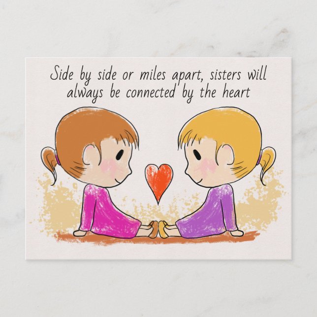 Miss You Sister Niedlich Postcard Postkarte (Vorderseite)