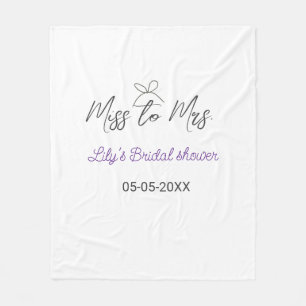 Miss zu Mrs Brautparty Name Datum Jahr Schleife Fleecedecke