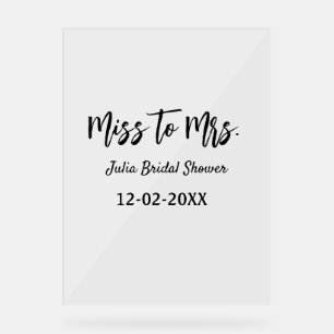 Miss zu Mrs. Brautparty stylish simple add name Acrylschild