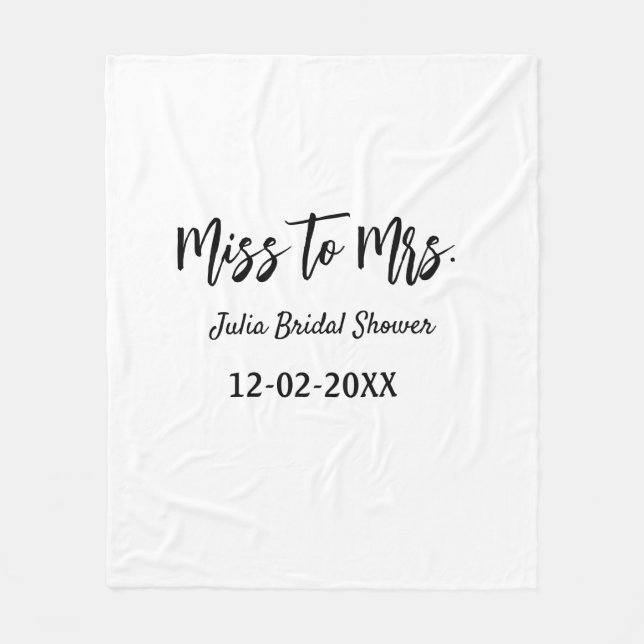 Miss zu Mrs. Brautparty stylish simple add name Fleecedecke (Vorderseite)