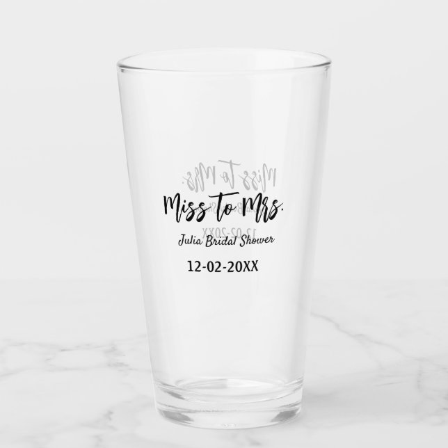 Miss zu Mrs. Brautparty stylish simple add name Glas (Vorderseite)