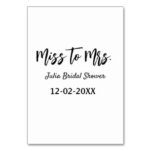 Miss zu Mrs. Brautparty stylish simple add name Tischnummer