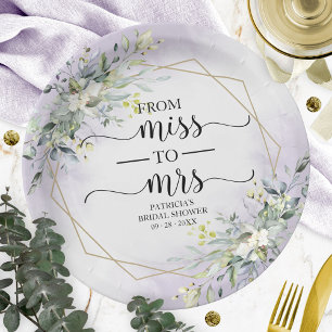 Miss zu Mrs Greenery Geometrische Brautparty Pappteller