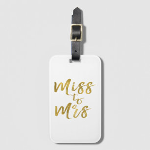Miss zu Mrs Junggesellinnen-Abschiedsparty Goldfol Gepäckanhänger