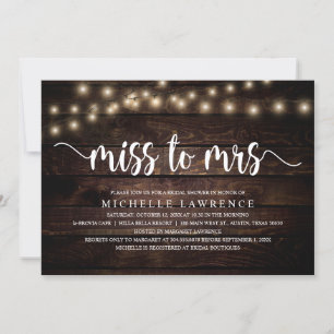 Miss zu Mrs., Rustic Brautparty Celebration Einladung