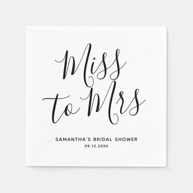 Miss zu Mrs Simple Chic Boho Theme Brautparty Serviette (Vorderseite)