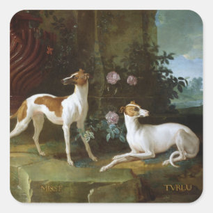 Misse und Turlu, zwei Windhunde Louis XV Quadratischer Aufkleber