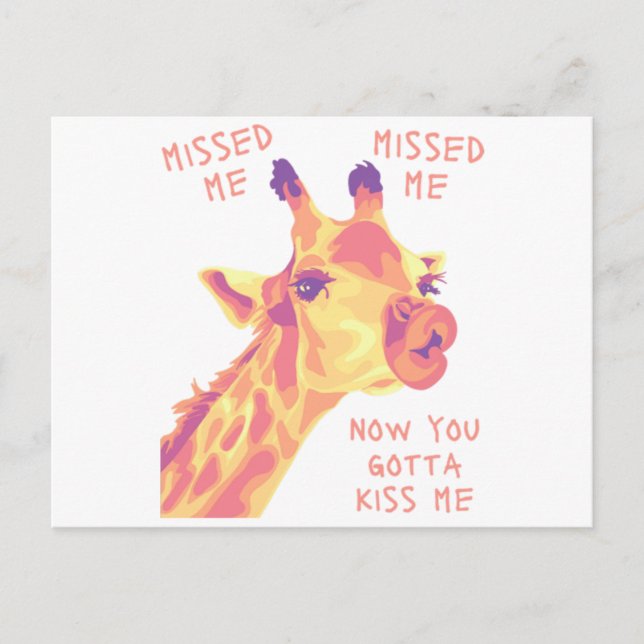 Missed Me Giraffe Kiss Postkarte (Vorderseite)
