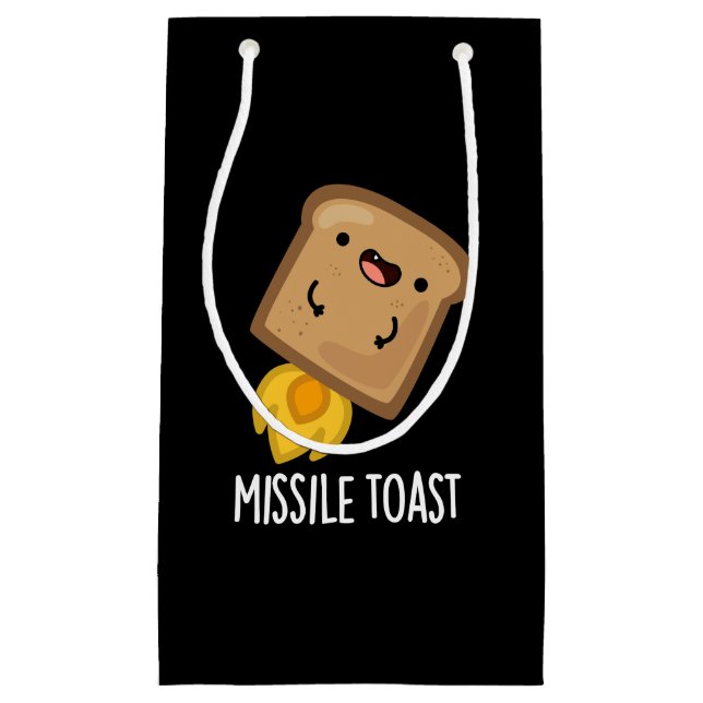 Missile Toast Funny Mistletoe Puns Dark BG Kleine Geschenktüte (Vorderseite)