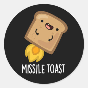 Missile Toast Funny Mistletoe Puns Dark BG Runder Aufkleber