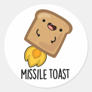 Missile Toast Funny Mistletoe Puns Runder Aufkleber