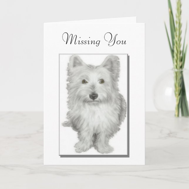 'Missing You' mignon chien westie carte (Devant)