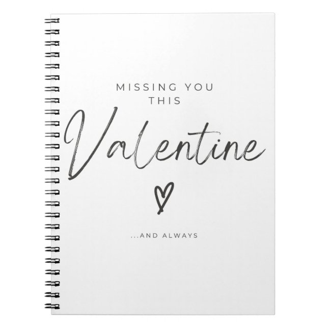 Missing You This Valentine Script Heart Notizblock (Vorderseite)