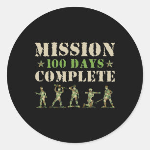 Mission 100 Tage der Schule abgeschlossen Schüler Runder Aufkleber