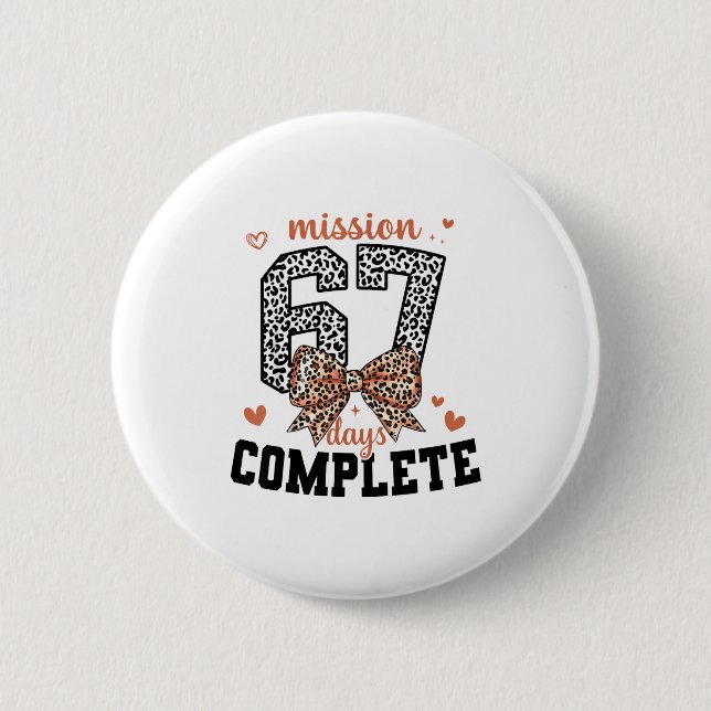 Mission 67 Days Complete Back To School Bow Leopar Button (Vorderseite)
