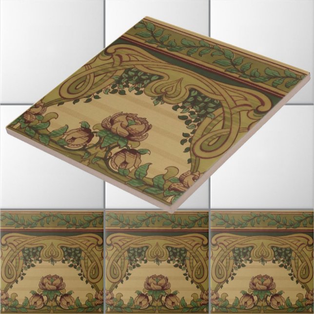 Mission Art Nouveau Style Floral & Foliage Frieze Fliese (Von Creator hochgeladen)