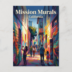 Mission District-Wandgemälde in der Balmy Alley Ka Postkarte