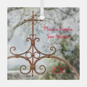 Mission Espada, schmiedeeisernes Kreuz, Ornament Aus Glas