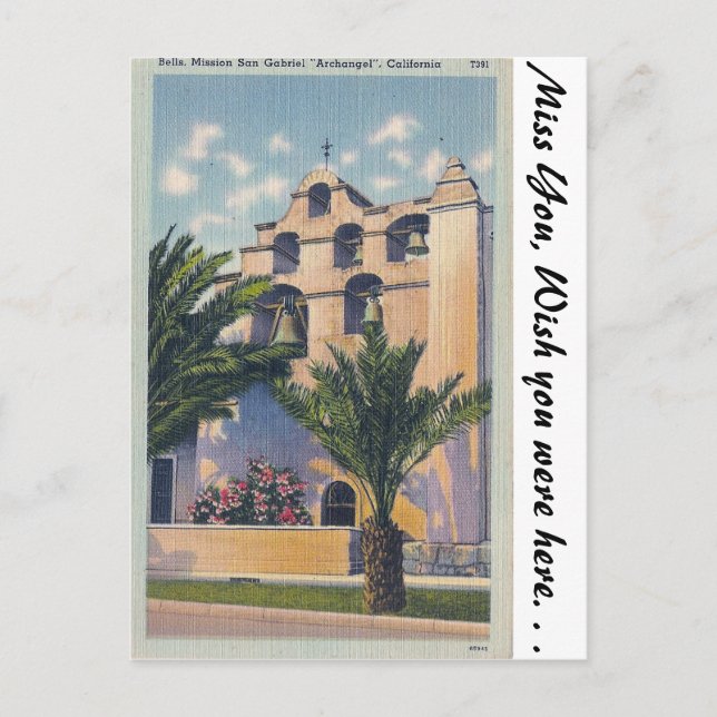 Mission San Gabriel, Kalifornien Postkarte (Vorderseite)