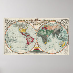 Missionarische Karte der Welt 1902 Poster